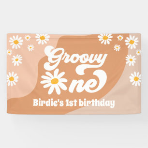 Groovy One 1. Geburtstag Party Retro Daisy Willkom Banner