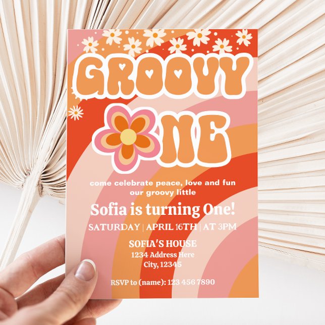 Groovy One Birthday Invitation Einladung (Von Creator hochgeladen)