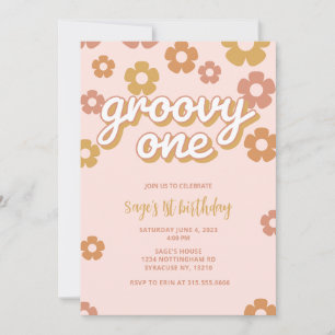 Groovy One Boho Daisy Einladung zum ersten Geburts