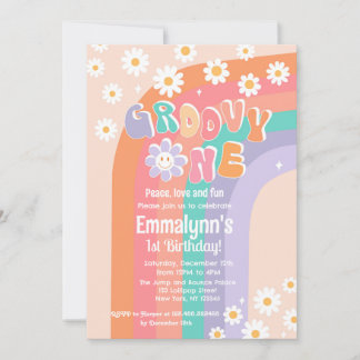 Groovy One Boho Daisy Einladung zum Geburtstag
