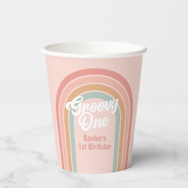 Groovy One Boho Retro Daisy 1. Geburtstag Party Pappbecher