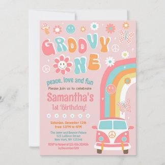 Groovy One Boho Retro Einladung zum 1. Geburtstag
