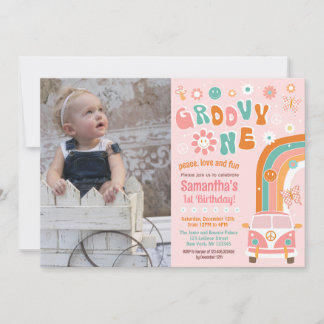 Groovy One Boho Retro Einladung zum 1. Geburtstag