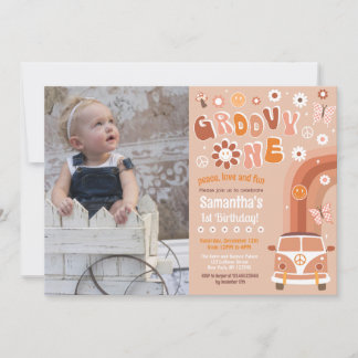 Groovy One Boho Retro Einladung zum 1. Geburtstag
