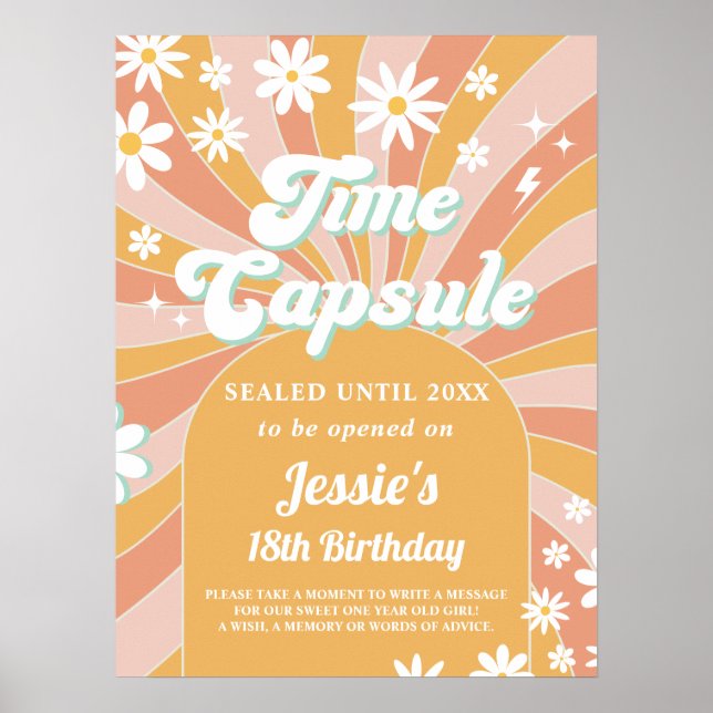 Groovy One Boho Sunshine 1st Birthday Time Kapsel Poster (Vorne)
