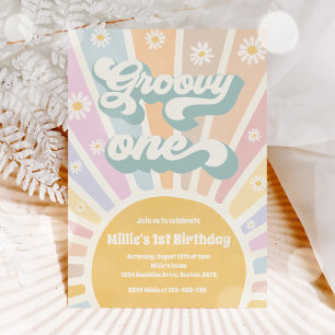 Groovy One Boho Sunshine Daisy Birthday Party Einladung