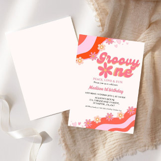 Groovy One daisy Blume Retro Groovy 1. Geburtstag Einladung
