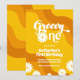 Groovy One Einladung zum ersten Geburtstag