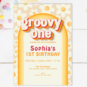 Groovy One Einladung zum ersten Geburtstag Boho