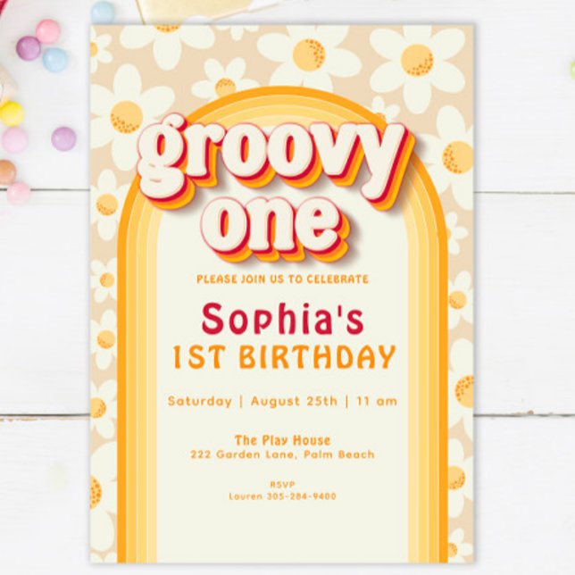 Groovy One Einladung zum ersten Geburtstag | Boho  (Von Creator hochgeladen)
