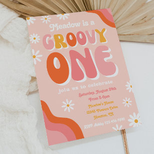 Groovy One Einladung zum ersten Geburtstag    Groo