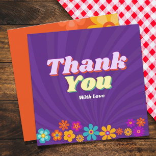 Groovy One farbenfrohe Retro Floral Geburtstag Dankeskarte