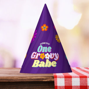Groovy One farbenfrohe Retro Floral Geburtstag Partyhütchen