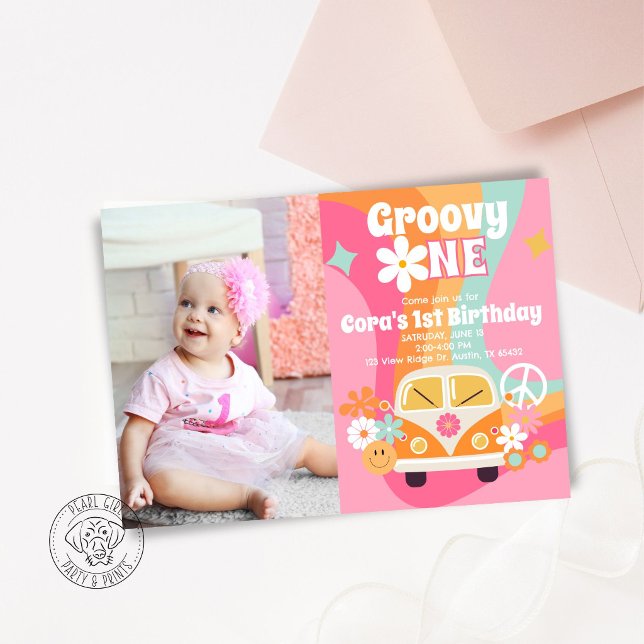 Groovy One Foto-Einladung Einladung (Von Creator hochgeladen)