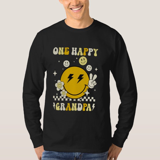 Groovy One Happy Grandpa Smile Face Birthday Famil T-Shirt (Vorderseite)