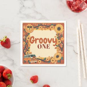 Groovy One Lion Geburtstag Retro 70er Erster Gebur Serviette