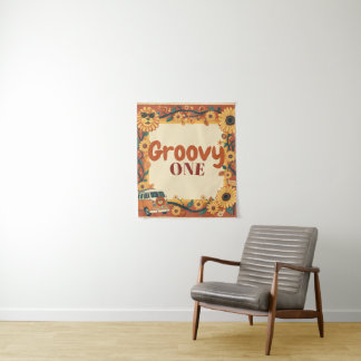 Groovy One Lion Geburtstag Retro 70er Erster Gebur Wandteppich