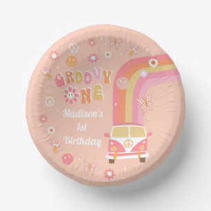 Groovy One Retro Boho Geburtstagsparty Tellers Pappteller