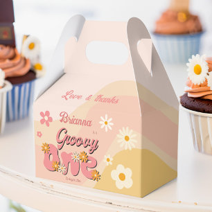 Groovy one Retro daisy 1. Geburtstag gedruckt Geschenkschachtel