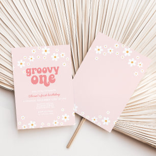 Groovy One Retro daisy boho blumengeschmückt erste Einladung