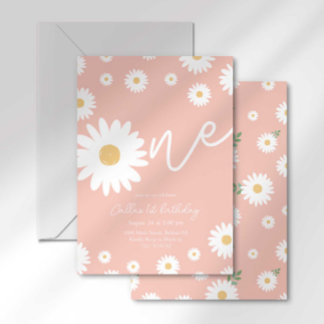 Groovy One Retro Daisy Boho Erster Geburtstag Einladung