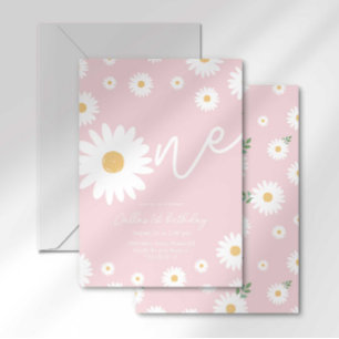 Groovy One Retro Daisy Boho Erster Geburtstag Einladung