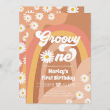 Groovy One Retro Daisy Boho Hippie Erster Geburtst