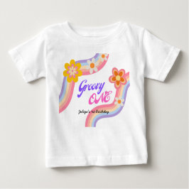 Groovy One Retro Rainbow 1. Geburtstag Baby T-shirt