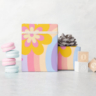 Groovy One Retro Rainbow 1. Geburtstag Geschenkpapier