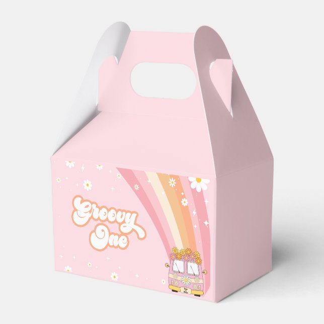 Groovy One Retro Rainbow 1. Geburtstag Geschenkschachtel (Vorderseite)