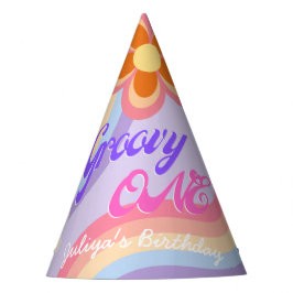 Groovy One Retro Rainbow 1. Geburtstag Party Hut Partyhütchen