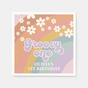 Groovy One Retro Rainbow Serviette