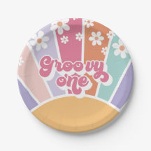 Groovy One Retro Sunshine Rainbow Daisy