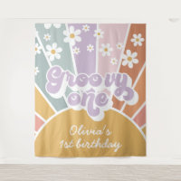 Groovy One Retro Sunshine Rainbow Daisy