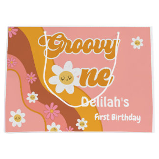 Groovy One Retro Vintag erster Geburtstag Große Geschenktüte