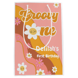 Groovy One Retro Vintag erster Geburtstag Mittlere Geschenktüte