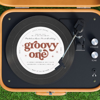Groovy One Retro Vinyl Record Einladung