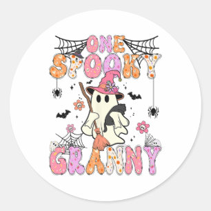 Groovy One Spooky Granny Retro Halloween Niedliche Runder Aufkleber