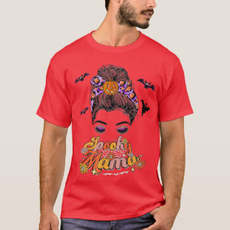 Groovy One Spooky Mama Messy Bun Women Hexe Mama H T-Shirt
