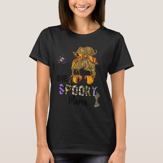 Groovy One Spooky Mama Witchy Mama Skull Witch T-Shirt (Vorderseite)
