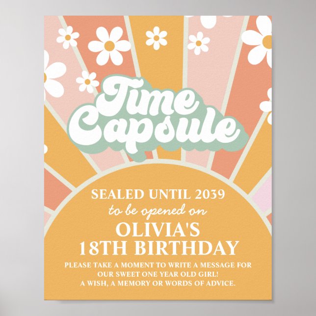 Groovy One Sunshine First Birthday Time Kapsel Poster (Vorne)