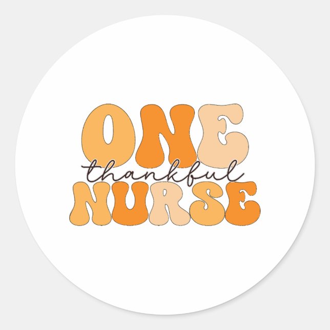 Groovy One Thankful Nurse Erntedank Runder Aufkleber (Vorderseite)