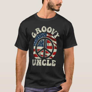 Groovy Onkel 70er Ästhetische USA Flag Retro Uncle T-Shirt