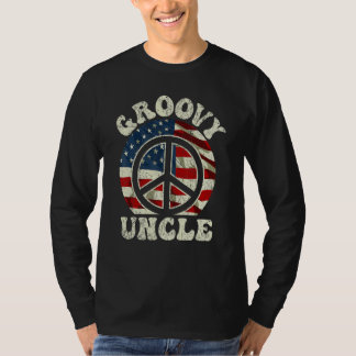 Groovy Onkel 70er Jahre Ästhetik USA-Flagge Retro- T-Shirt