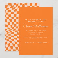 Groovy Orange Abstrakt Checkerboard Babydusche