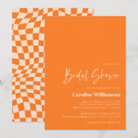 Groovy Orange Abstrakt Checkerboard Brautparty