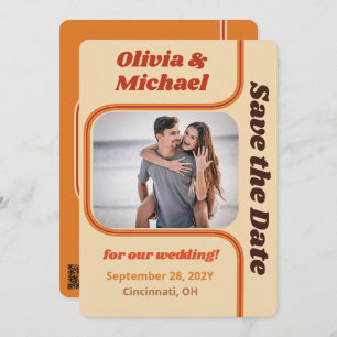 Groovy Orange and Brown Rainbow Curve Foto Save The Date