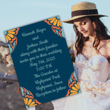 Groovy Orange Blume über Deep Blue Wedding