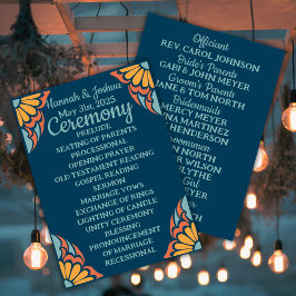 Groovy Orange Blume über Deep Blue Wedding Programm