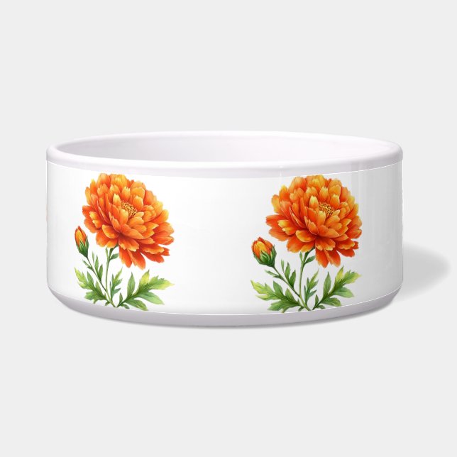 Groovy Orange Blüten  Napf (Vorderseite)